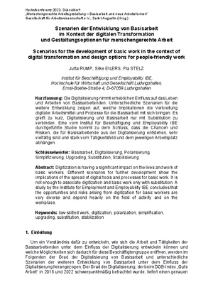 Szenarien der Entwicklung von Basisarbeit im Kontext der digitalen Transformation und Gestaltungsoptionen für menschengerechte Arbeit