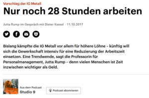 Nur noch 28 Stunden arbeiten: Jutta Rump im Gespräch mit Dieter Kassel